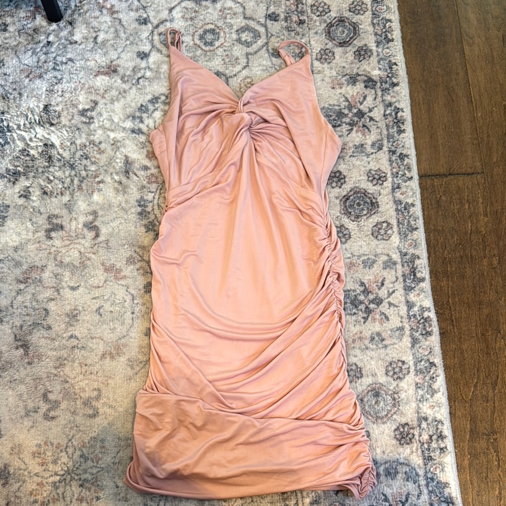 Chic Blush Ruched Dress